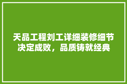 天品工程刘工详细装修细节决定成败，品质铸就经典  第1张