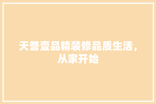 天誉壹品精装修品质生活，从家开始