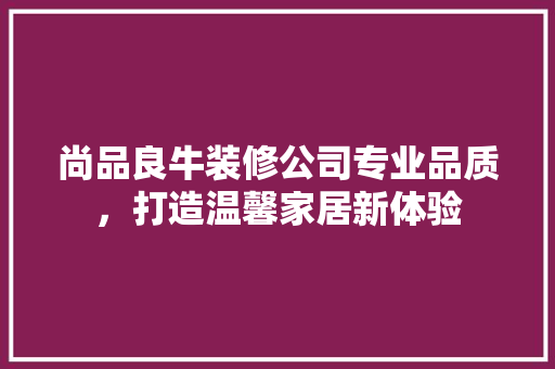 尚品良牛装修公司专业品质，打造温馨家居新体验