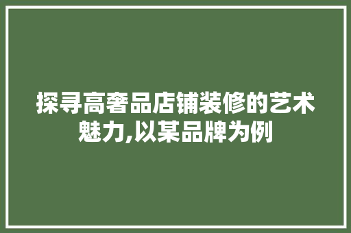 探寻高奢品店铺装修的艺术魅力,以某品牌为例  第1张