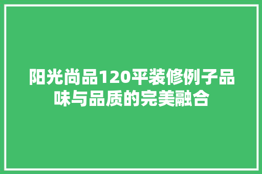 阳光尚品120平装修例子品味与品质的完美融合
