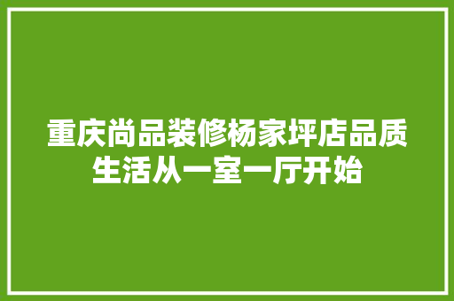 重庆尚品装修杨家坪店品质生活从一室一厅开始