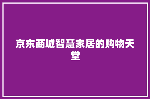 京东商城智慧家居的购物天堂