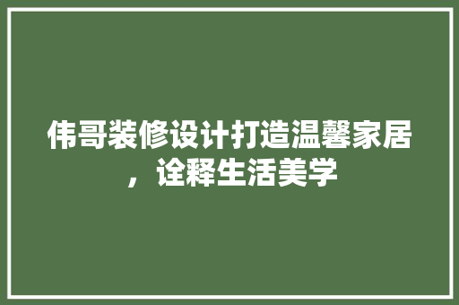 伟哥装修设计打造温馨家居，诠释生活美学