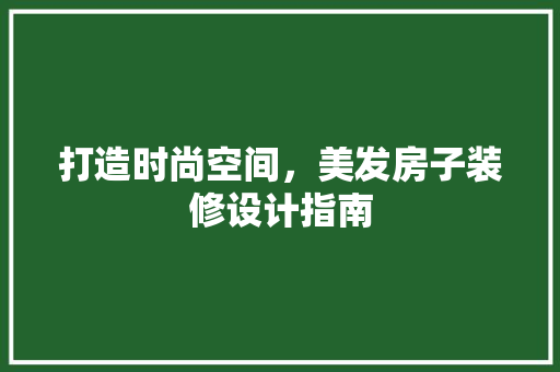 打造时尚空间，美发房子装修设计指南