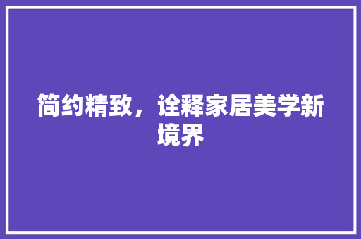 简约精致，诠释家居美学新境界