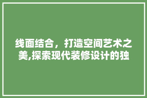 线面结合，打造空间艺术之美,探索现代装修设计的独特魅力