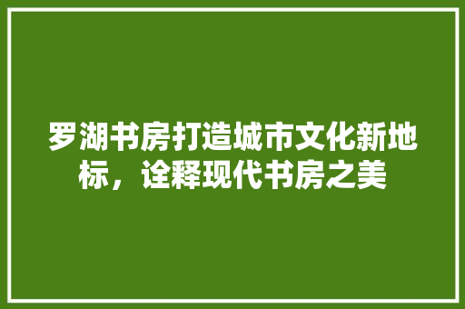 罗湖书房打造城市文化新地标，诠释现代书房之美