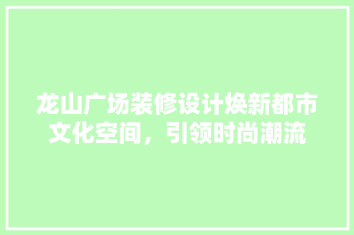 龙山广场装修设计焕新都市文化空间，引领时尚潮流  第1张