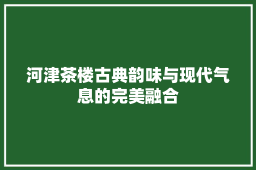 河津茶楼古典韵味与现代气息的完美融合