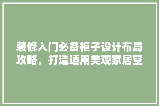 装修入门必备柜子设计布局攻略，打造适用美观家居空间