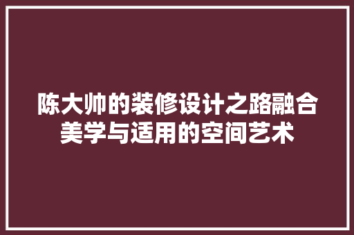 陈大帅的装修设计之路融合美学与适用的空间艺术