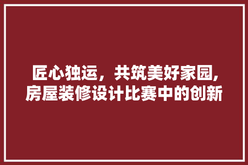 匠心独运，共筑美好家园,房屋装修设计比赛中的创新与智慧