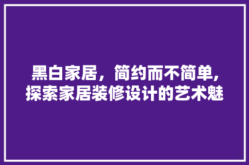 黑白家居，简约而不简单,探索家居装修设计的艺术魅力