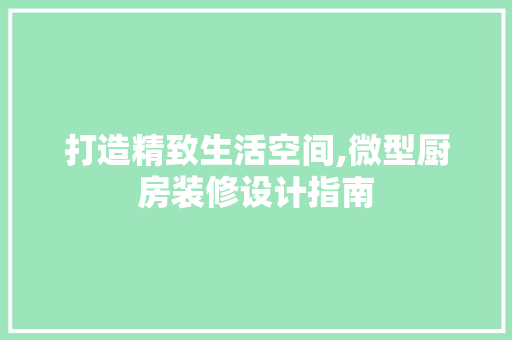 打造精致生活空间,微型厨房装修设计指南