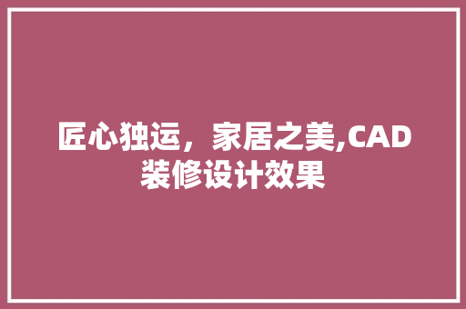 匠心独运，家居之美,CAD装修设计效果
