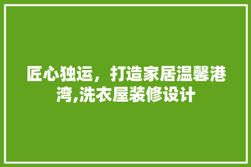 匠心独运，打造家居温馨港湾,洗衣屋装修设计