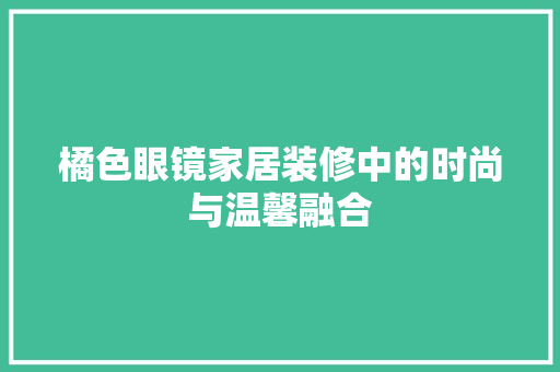 橘色眼镜家居装修中的时尚与温馨融合