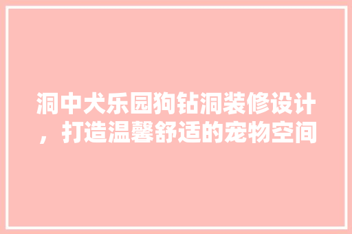 洞中犬乐园狗钻洞装修设计，打造温馨舒适的宠物空间