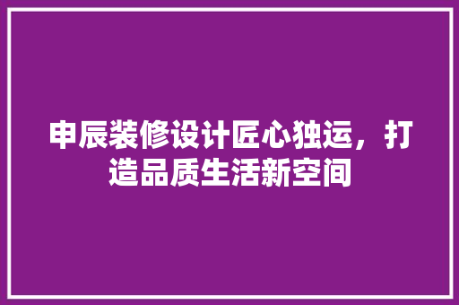 申辰装修设计匠心独运，打造品质生活新空间