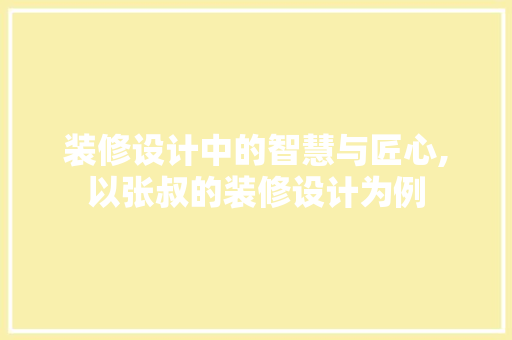 装修设计中的智慧与匠心,以张叔的装修设计为例