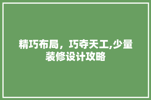 精巧布局，巧夺天工,少量装修设计攻略