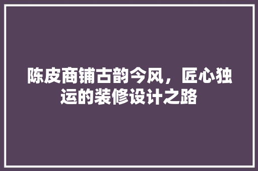 陈皮商铺古韵今风，匠心独运的装修设计之路