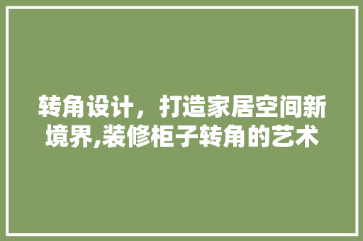 转角设计，打造家居空间新境界,装修柜子转角的艺术与适用