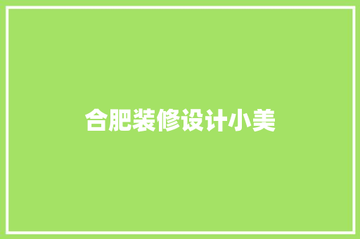 合肥装修设计小美