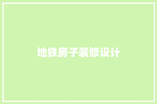 地铁房子装修设计